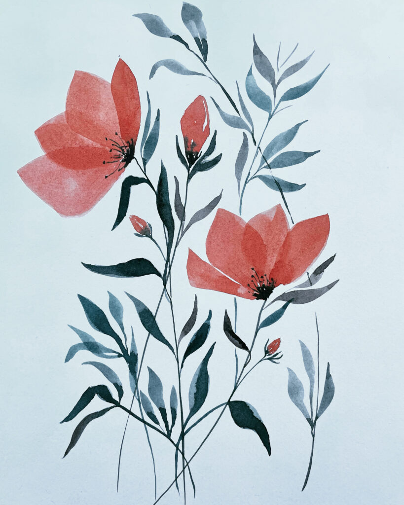 akvarelová ilustrace květiny