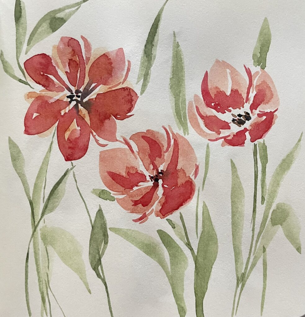 akvarelové tulipány